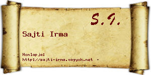 Sajti Irma névjegykártya